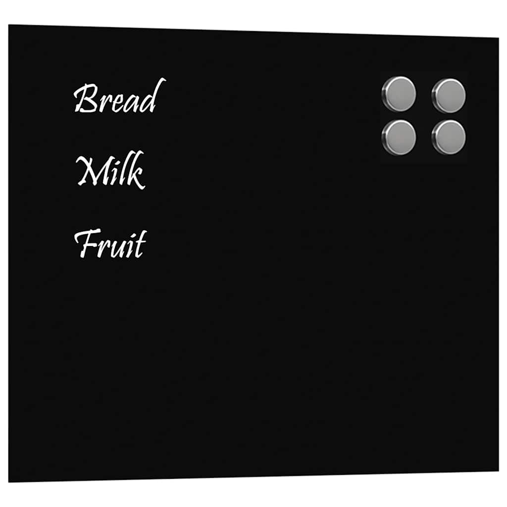 Wall-mounted Magnetic Board Black 60x50 cm Tempered Glass