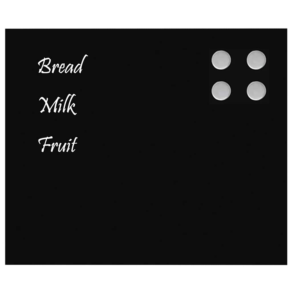 Wall-mounted Magnetic Board Black 60x50 cm Tempered Glass