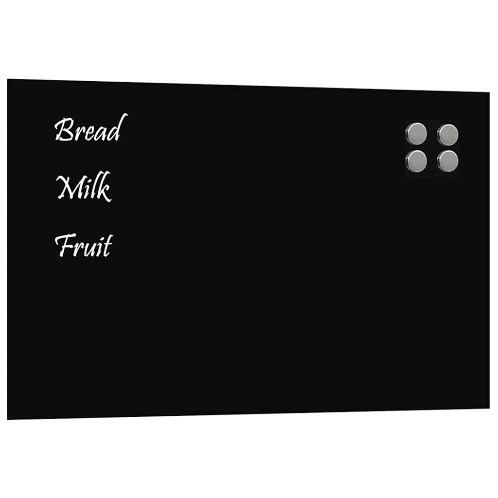 Wall-mounted Magnetic Board Black 80x50 cm Tempered Glass