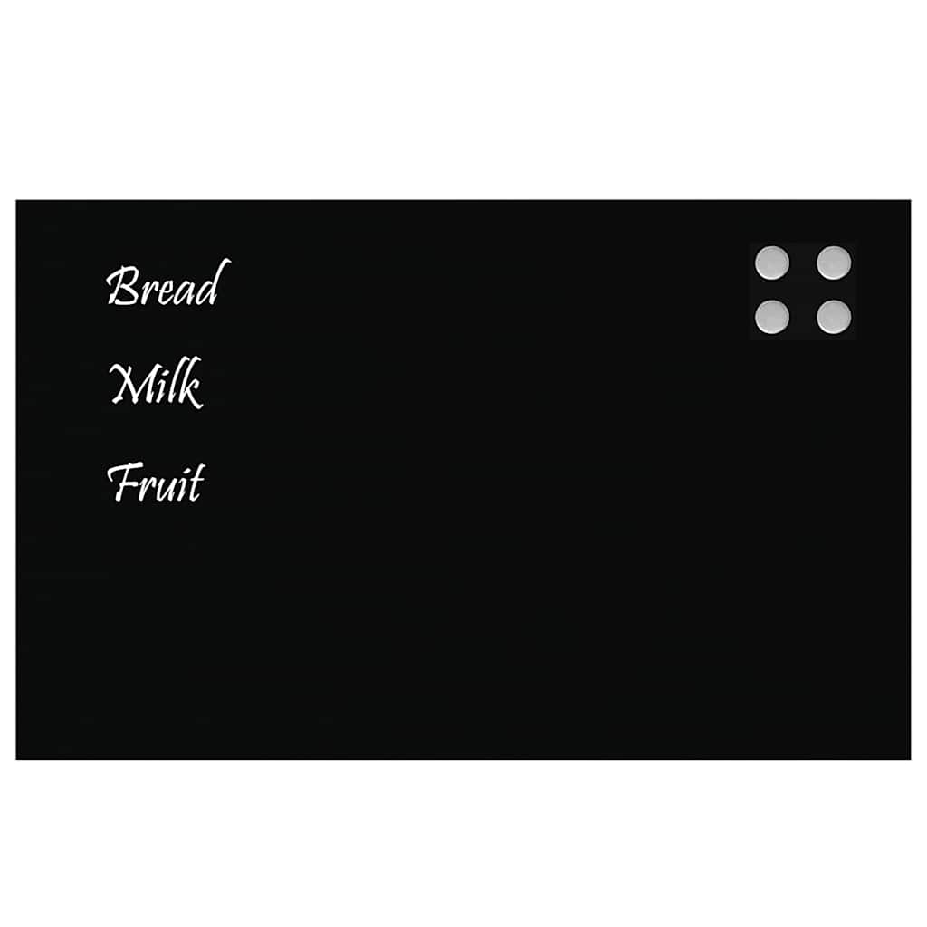 Wall-mounted Magnetic Board Black 80x50 cm Tempered Glass
