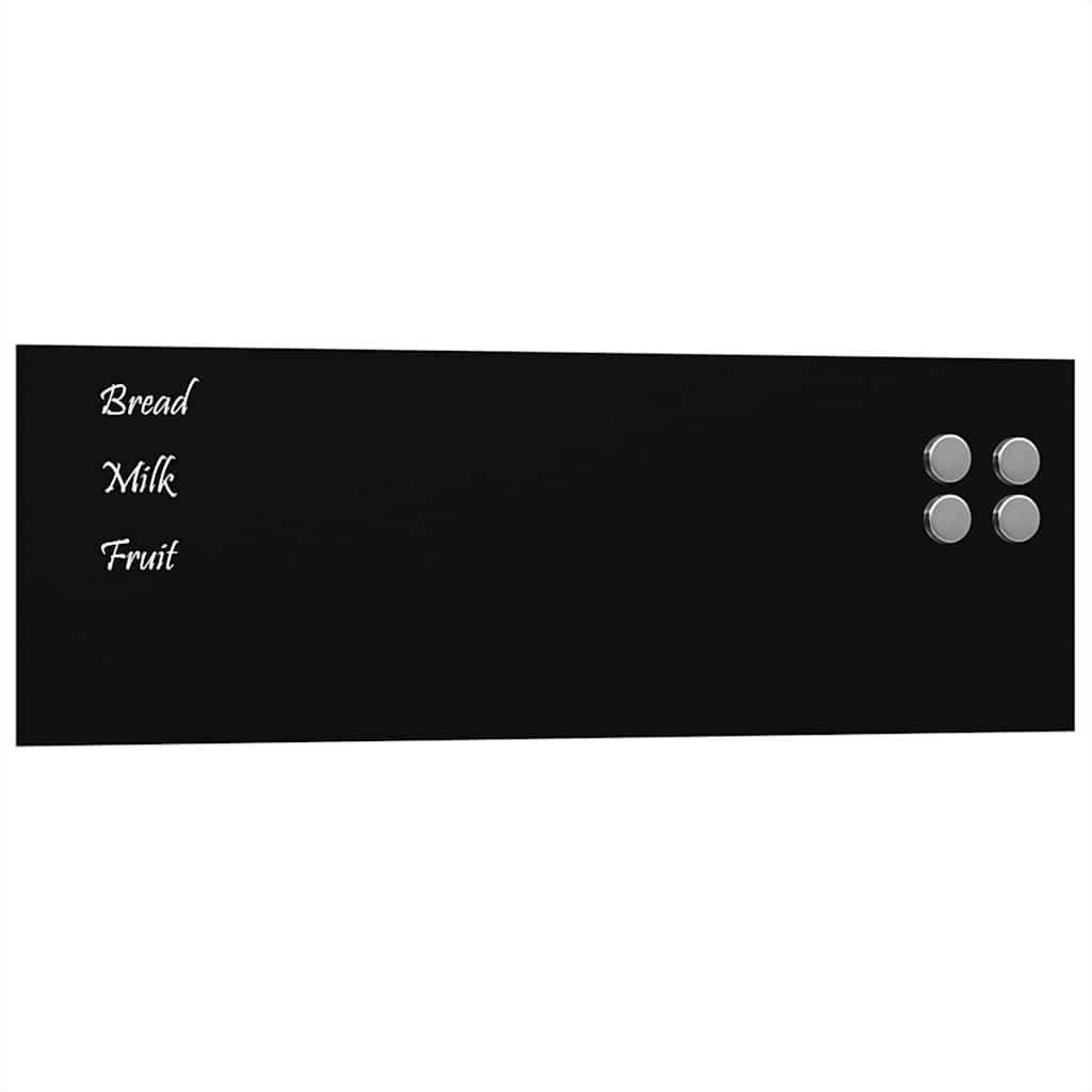 Wall-mounted Magnetic Board Black 60x20 cm Tempered Glass