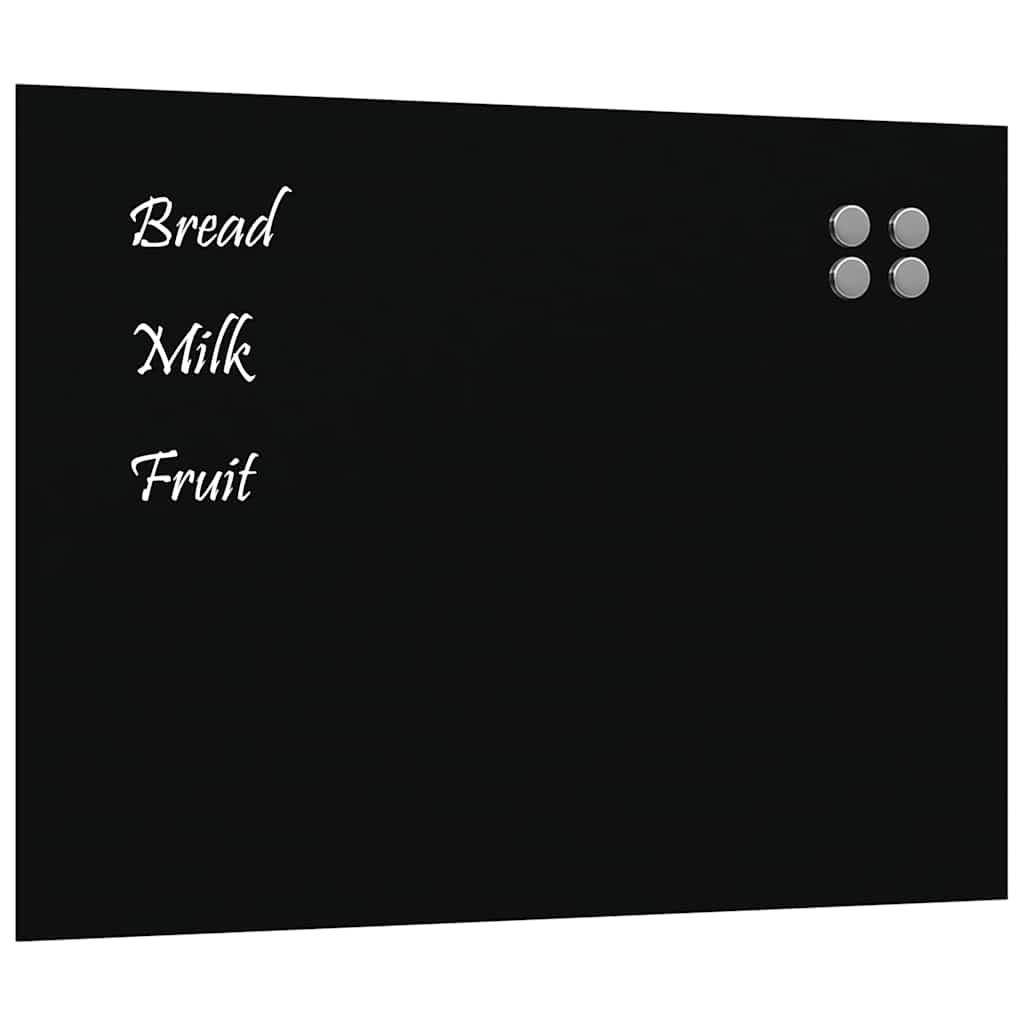 Wall-mounted Magnetic Board Black 80x60 cm Tempered Glass