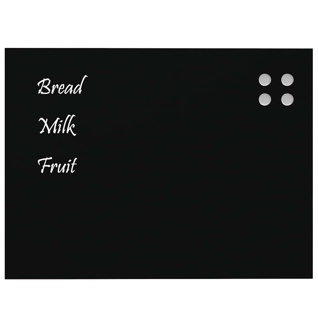 Wall-mounted Magnetic Board Black 80x60 cm Tempered Glass