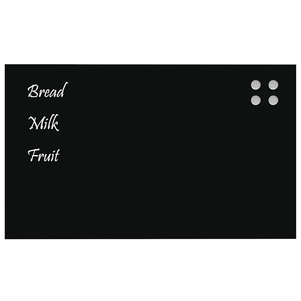 Wall-mounted Magnetic Board Black 100x60 cm Tempered Glass