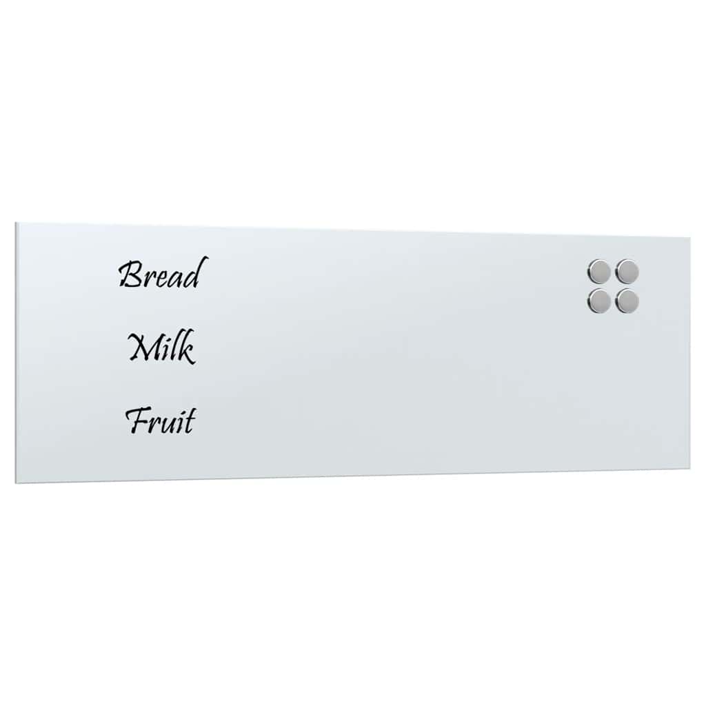Wall-mounted Magnetic Board White 80x30 cm Tempered Glass
