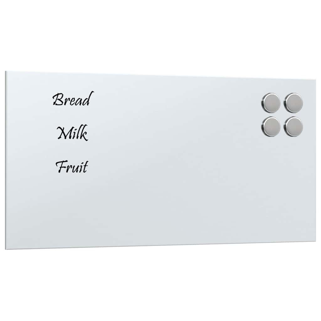Wall-mounted Magnetic Board White 40x20 cm Tempered Glass