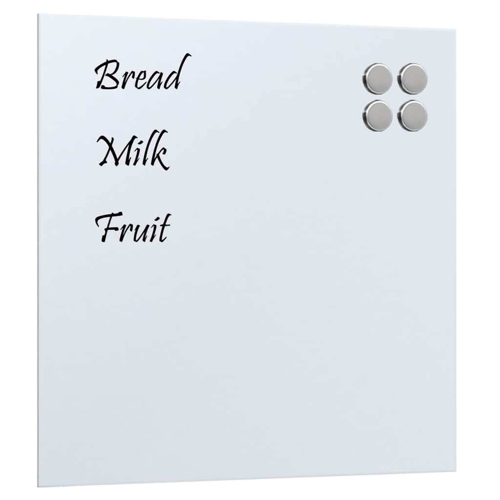 Wall-mounted Magnetic Board White 40x40 cm Tempered Glass
