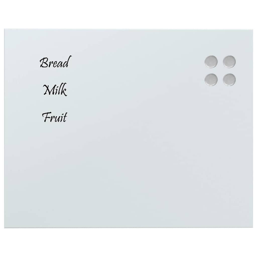 Wall-mounted Magnetic Board White 50x40 cm Tempered Glass