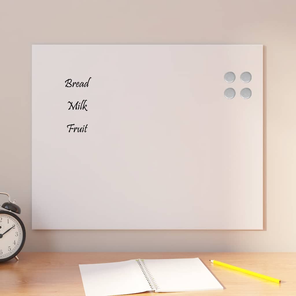 Wall-mounted Magnetic Board White 50x40 cm Tempered Glass