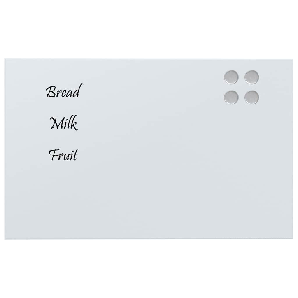 Wall-mounted Magnetic Board White 80x50 cm Tempered Glass