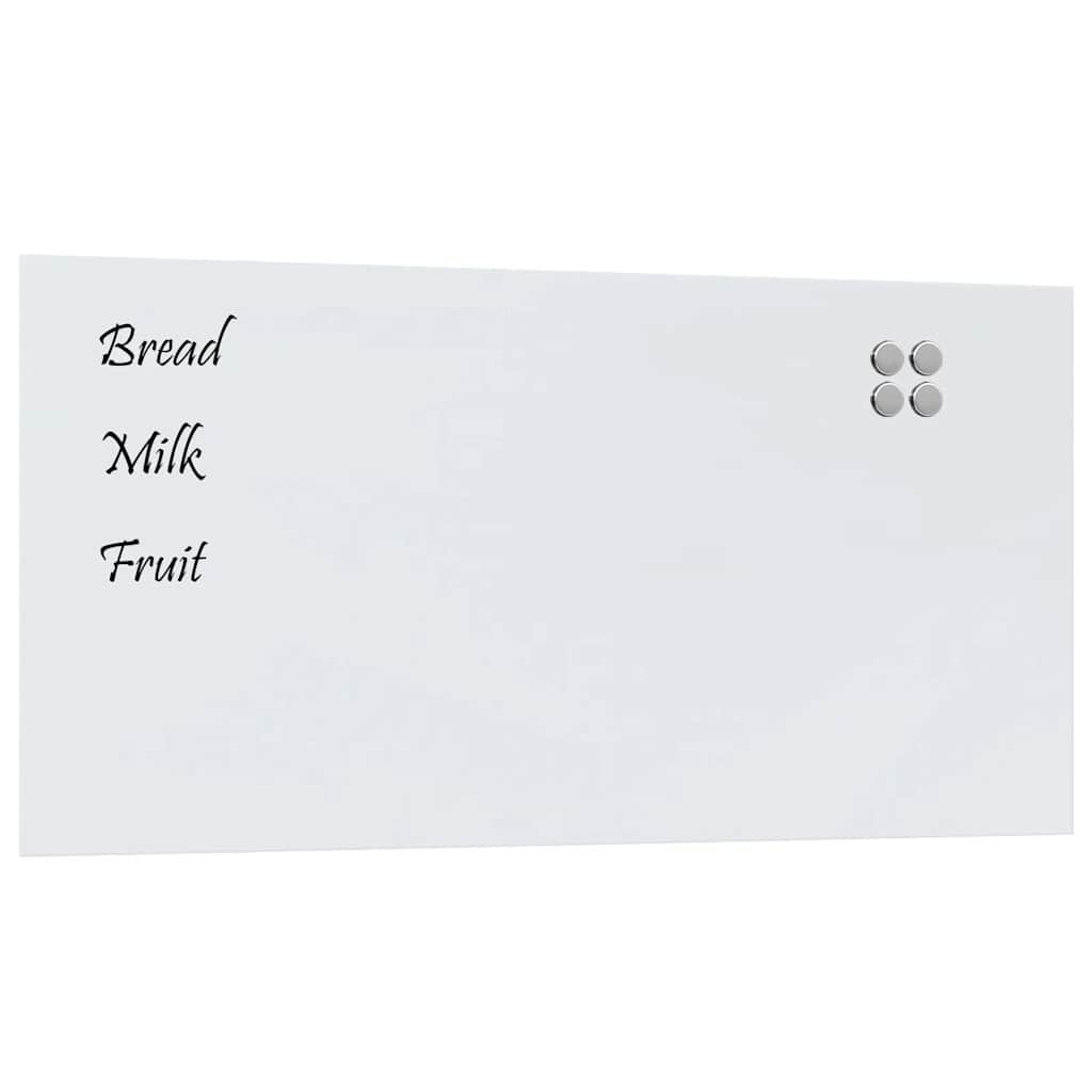 Wall-mounted Magnetic Board White 100x50 cm Tempered Glass