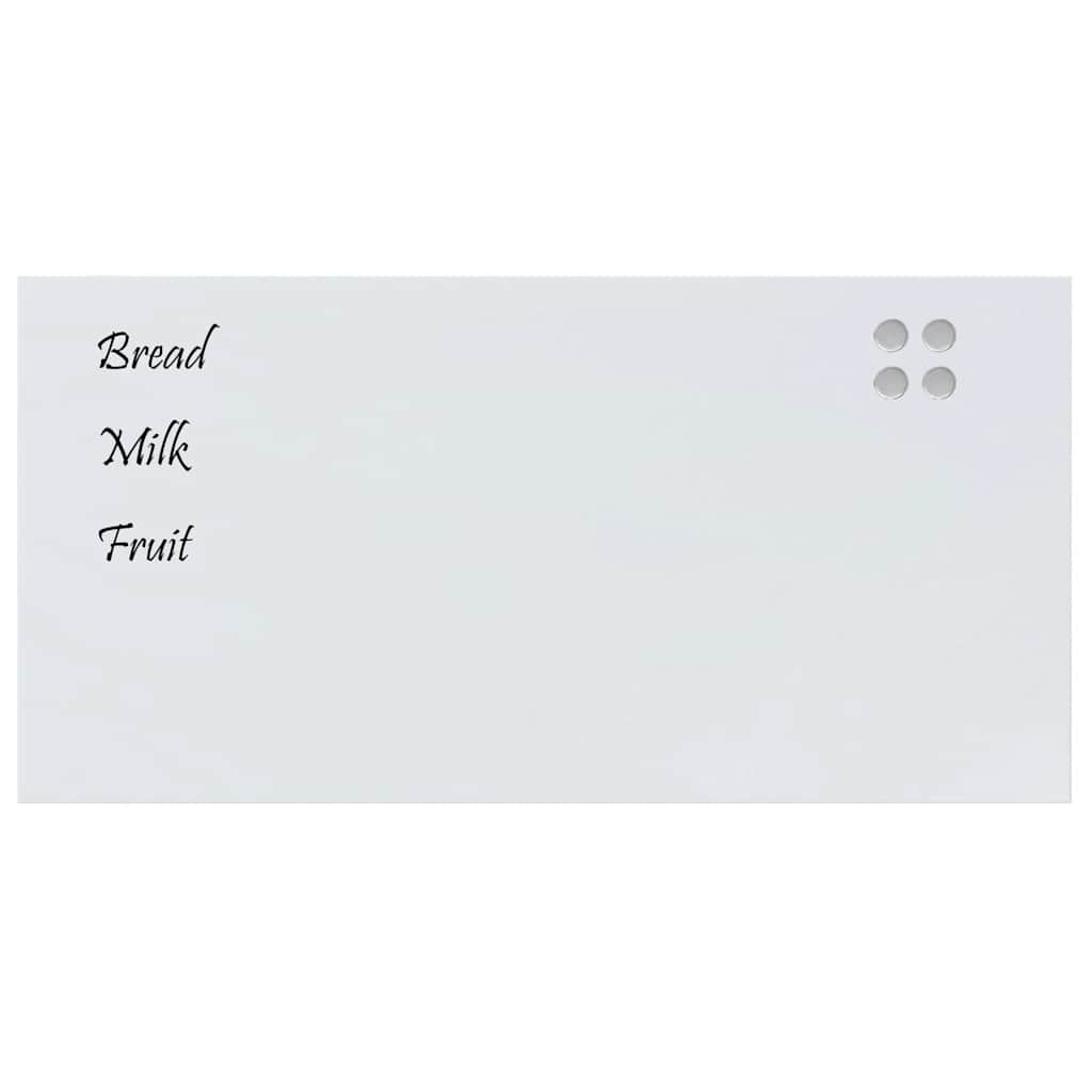 Wall-mounted Magnetic Board White 100x50 cm Tempered Glass