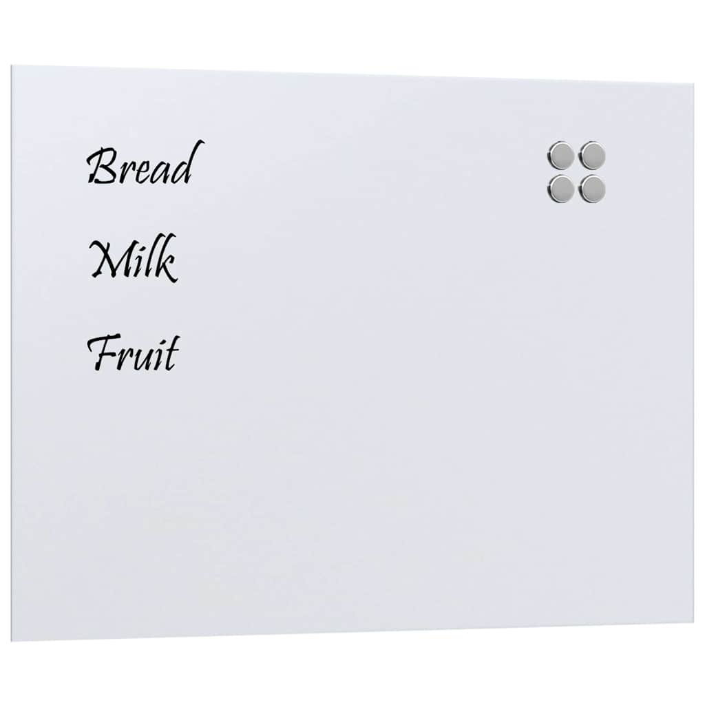 Wall-mounted Magnetic Board White 80x60 cm Tempered Glass