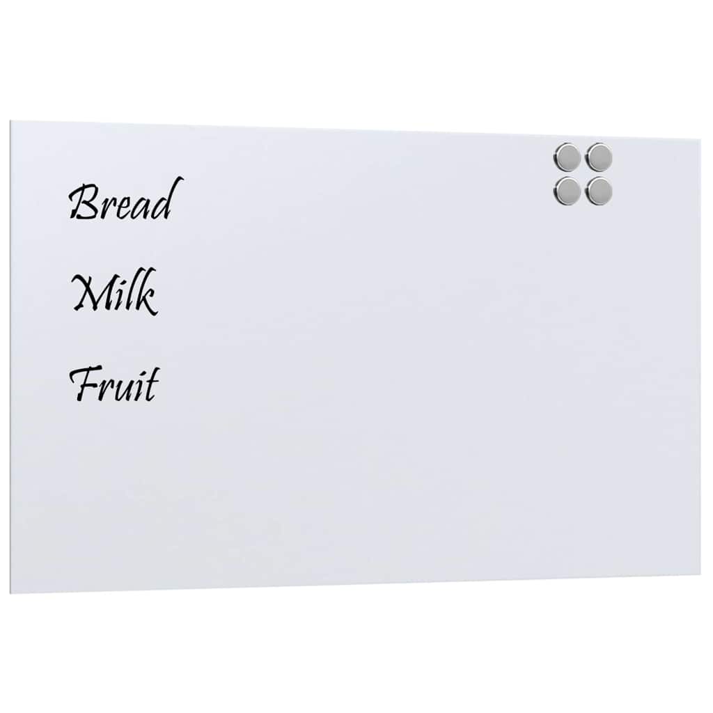 Wall-mounted Magnetic Board White 100x60 cm Tempered Glass