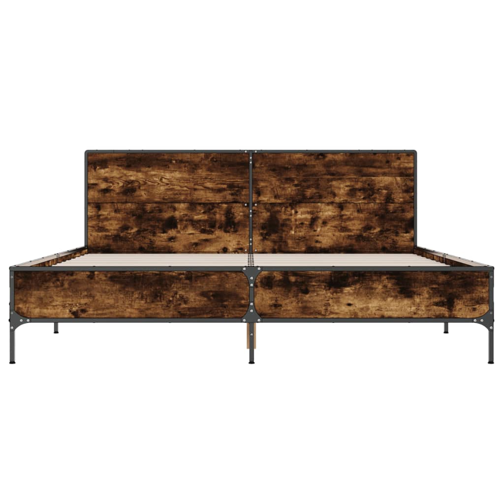 Bed Frame without Mattress Smoked Oak 120x200 cm