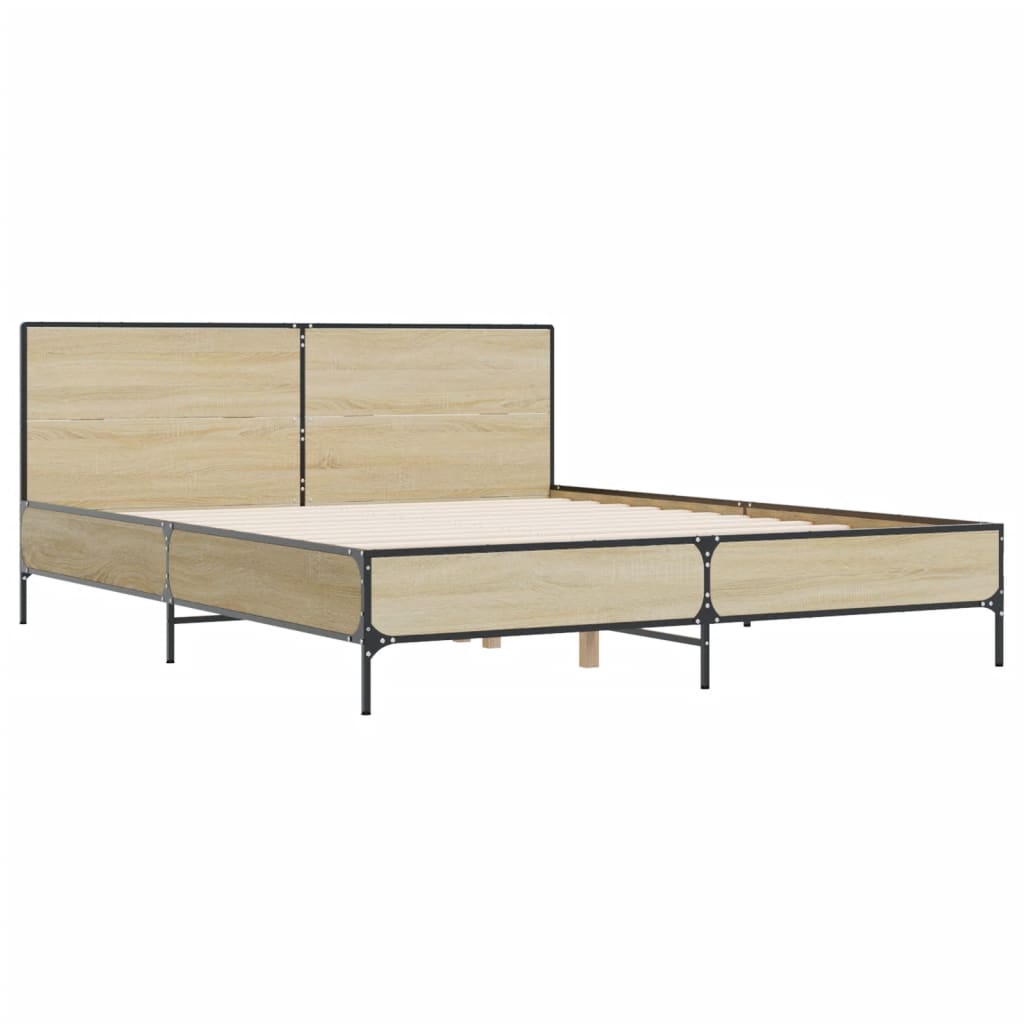 Bed Frame without Mattress Sonoma Oak 140x200 cm