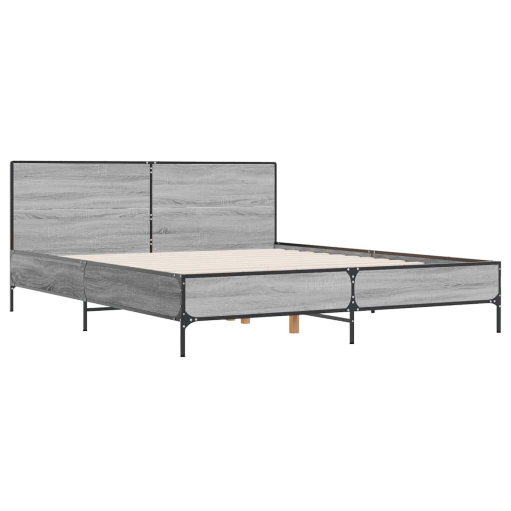 Bed Frame without Mattress Grey Sonoma 140x200 cm