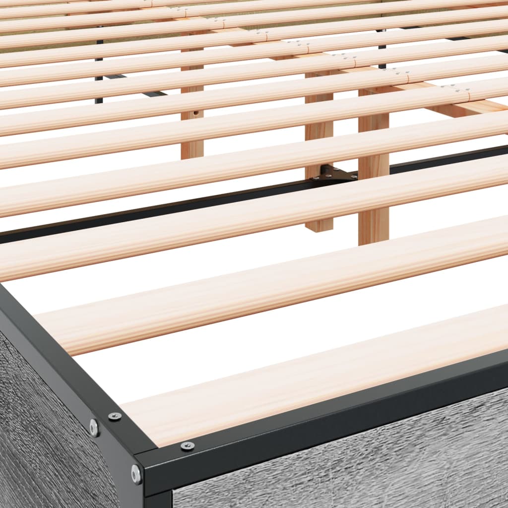 Bed Frame without Mattress Grey Sonoma 140x200 cm