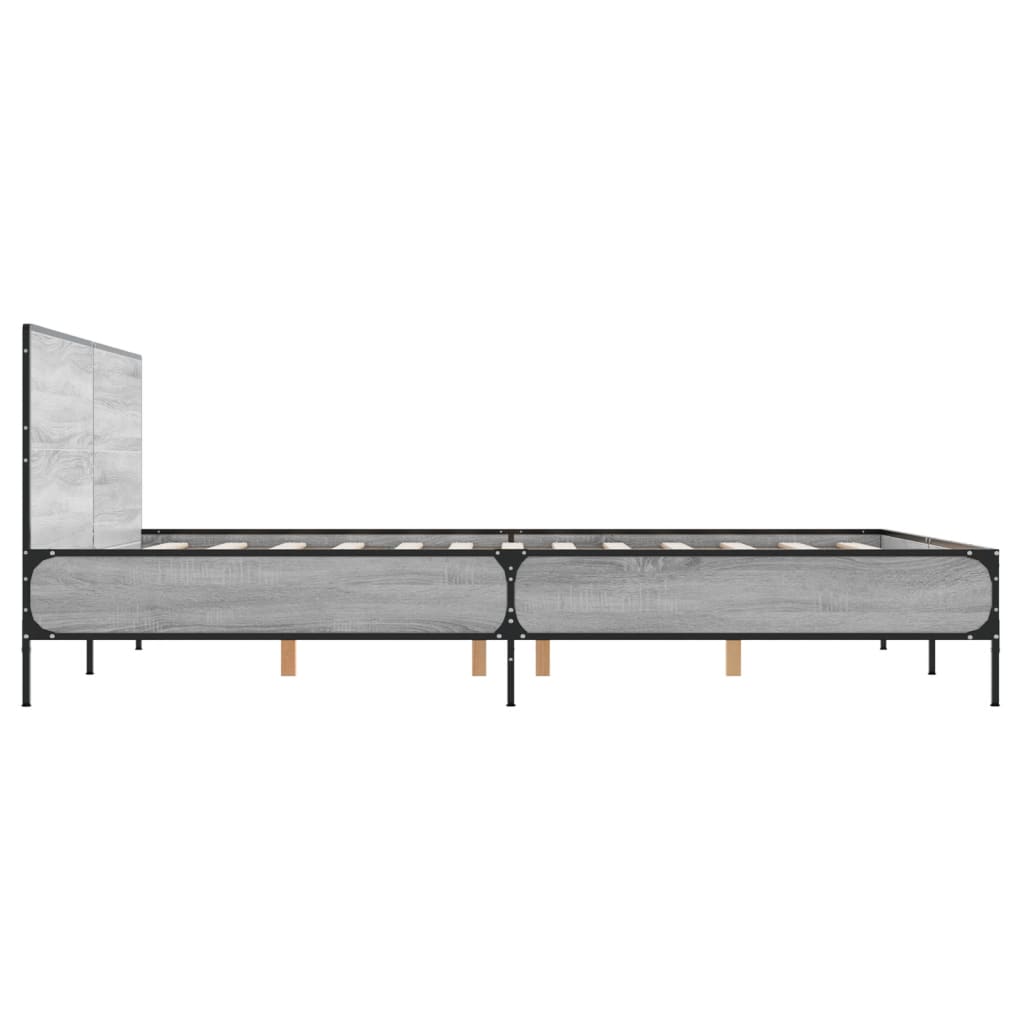 Bed Frame without Mattress Grey Sonoma 160x200 cm