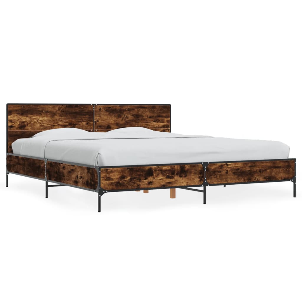 Bed Frame without Mattress Smoked Oak 180x200 cm Super King