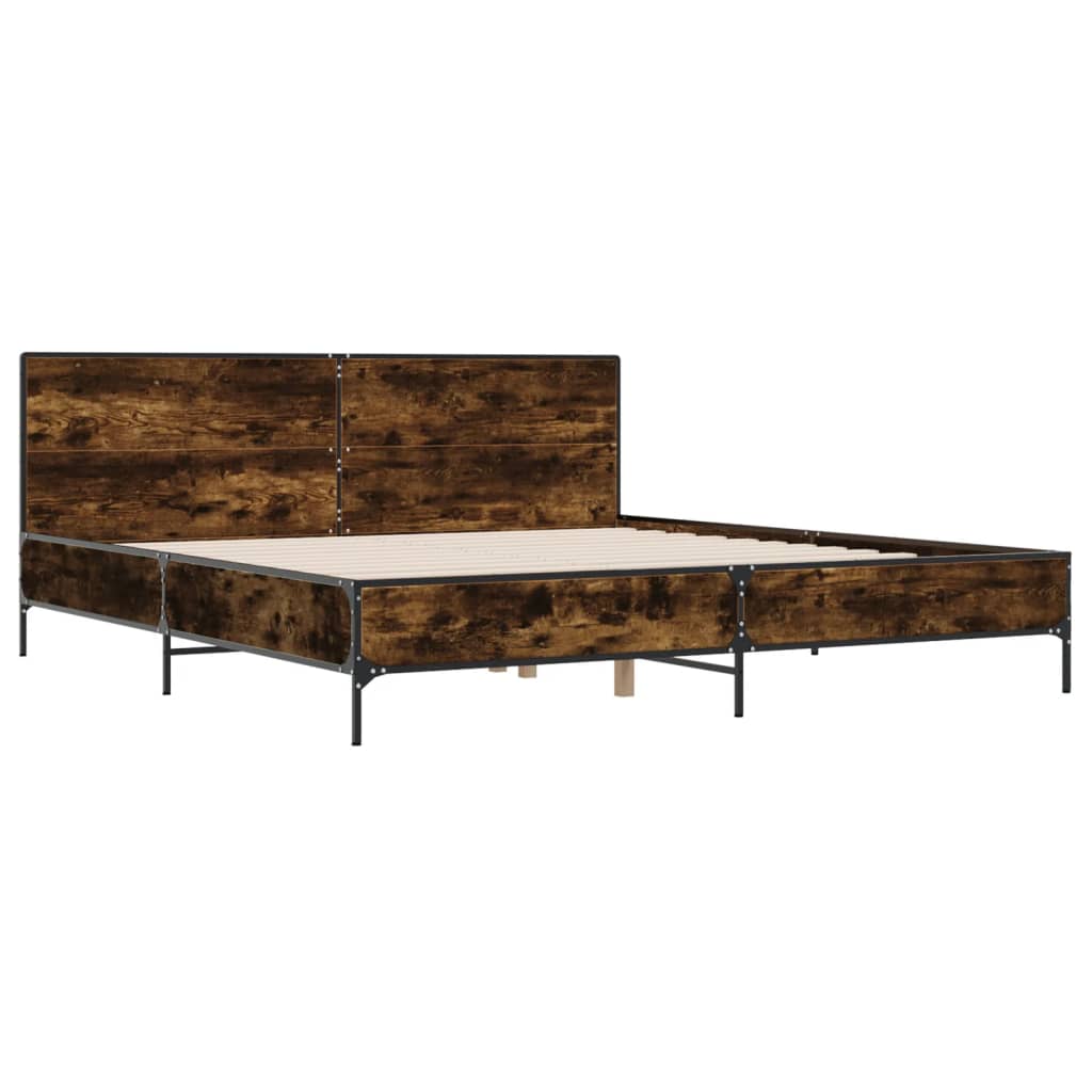 Bed Frame without Mattress Smoked Oak 200x200 cm