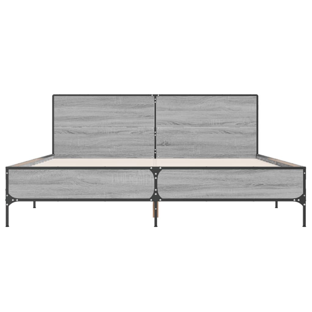 Bed Frame without Mattress Grey Sonoma 140x190 cm