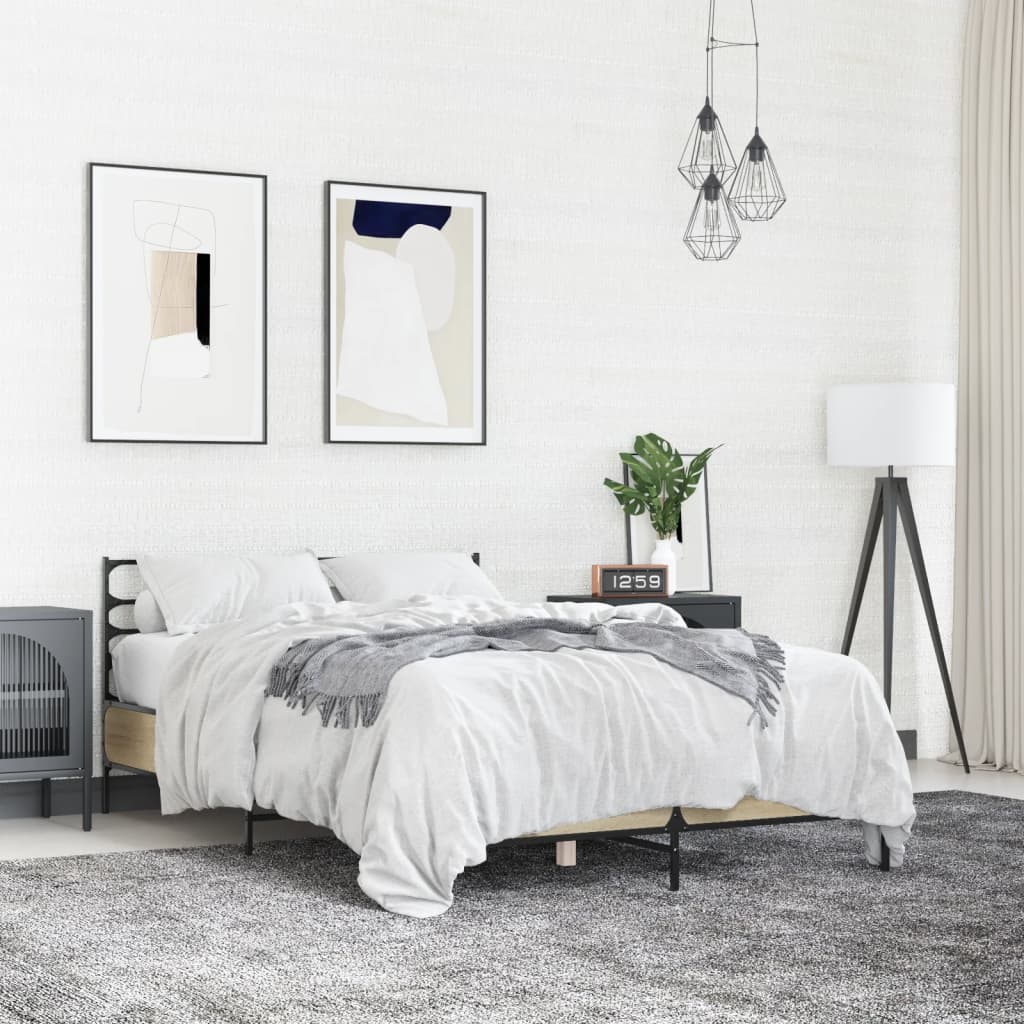 Bed Frame without Mattress Sonoma Oak 140x200 cm