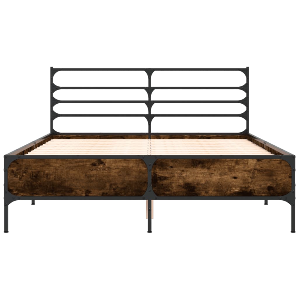 Bed Frame without Mattress Smoked Oak 140x200 cm