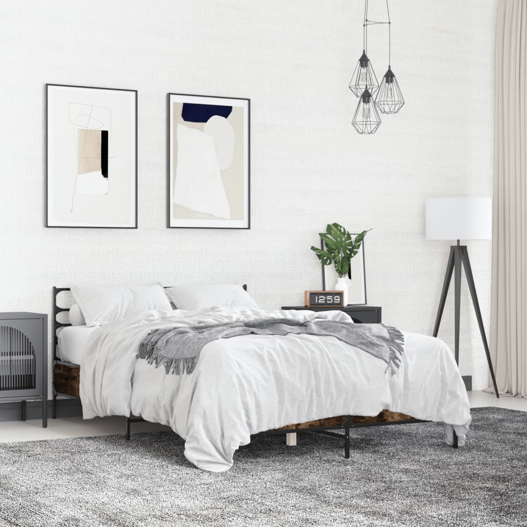 Bed Frame without Mattress Smoked Oak 140x200 cm