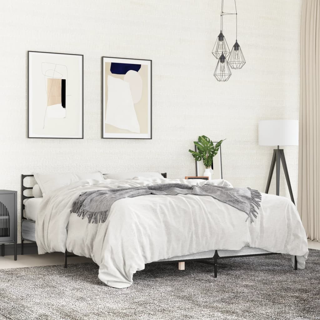 Bed Frame without Mattress Grey Sonoma 140x200 cm