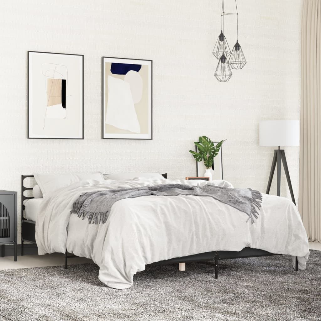 Bed Frame without Mattress Black 150x200 cm King Size