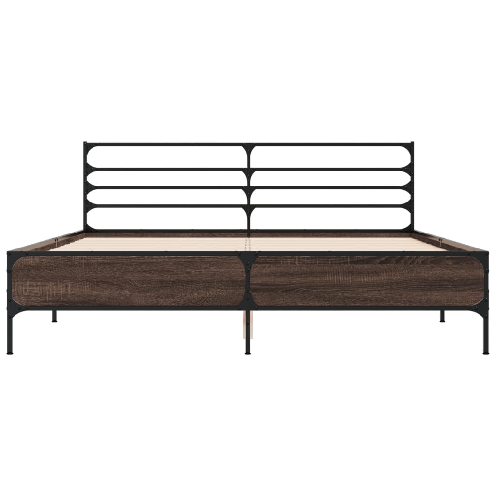 Bed Frame without Mattress Brown Oak 160x200 cm