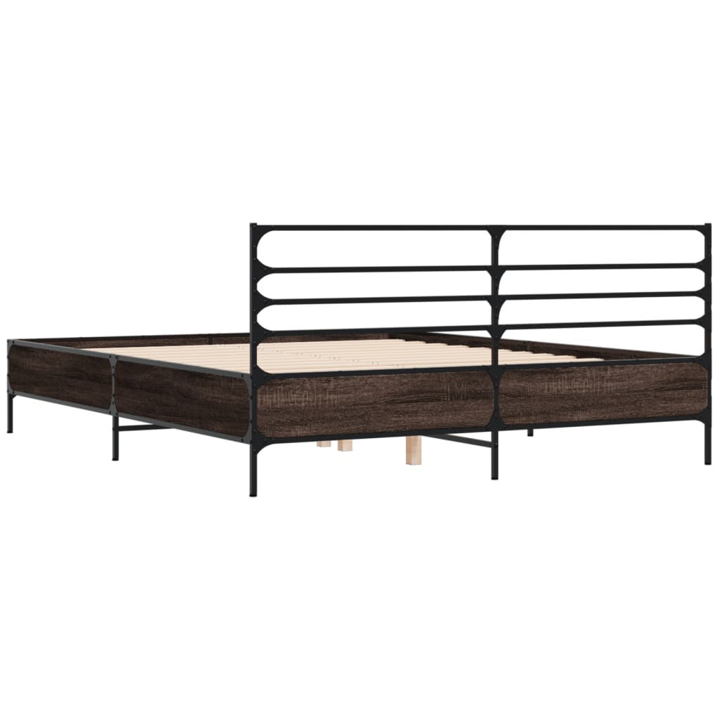 Bed Frame without Mattress Brown Oak 160x200 cm