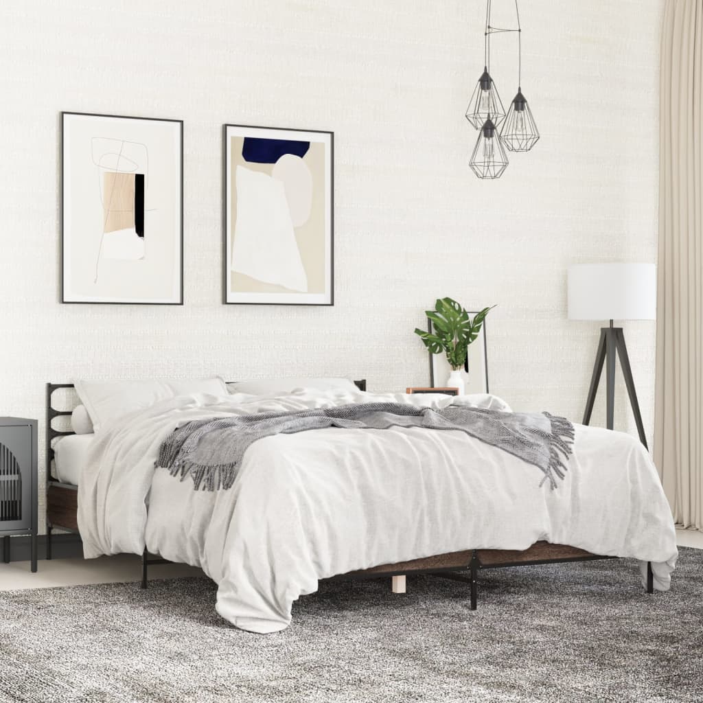 Bed Frame without Mattress Brown Oak 160x200 cm