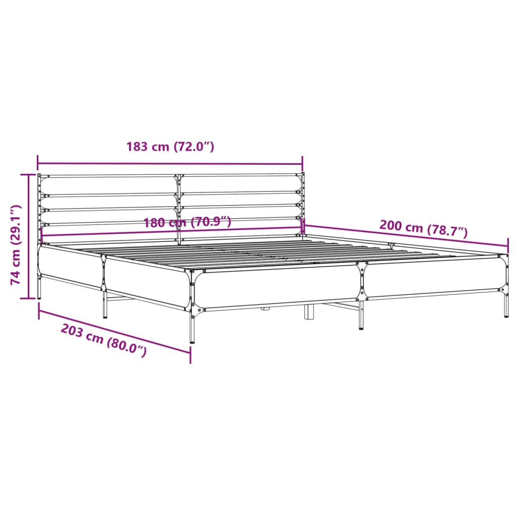 Bed Frame without Mattress Sonoma Oak 180x200 cm Super King