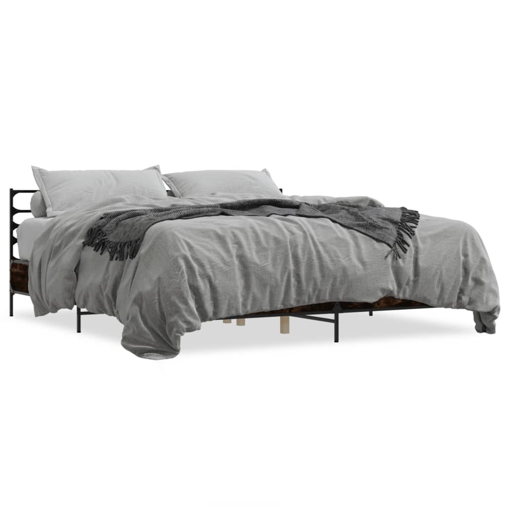 Bed Frame without Mattress Smoked Oak 180x200 cm Super King