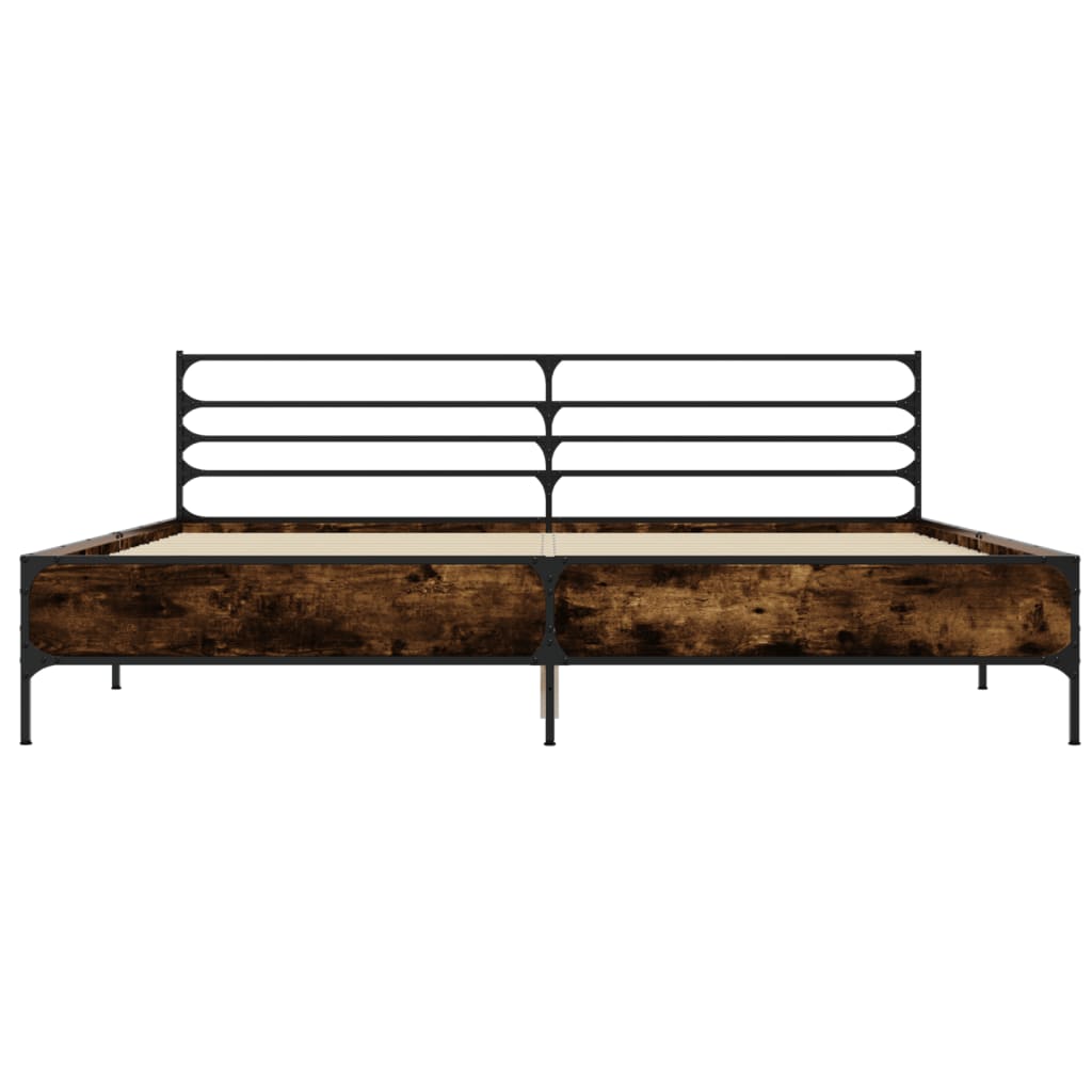 Bed Frame without Mattress Smoked Oak 180x200 cm Super King