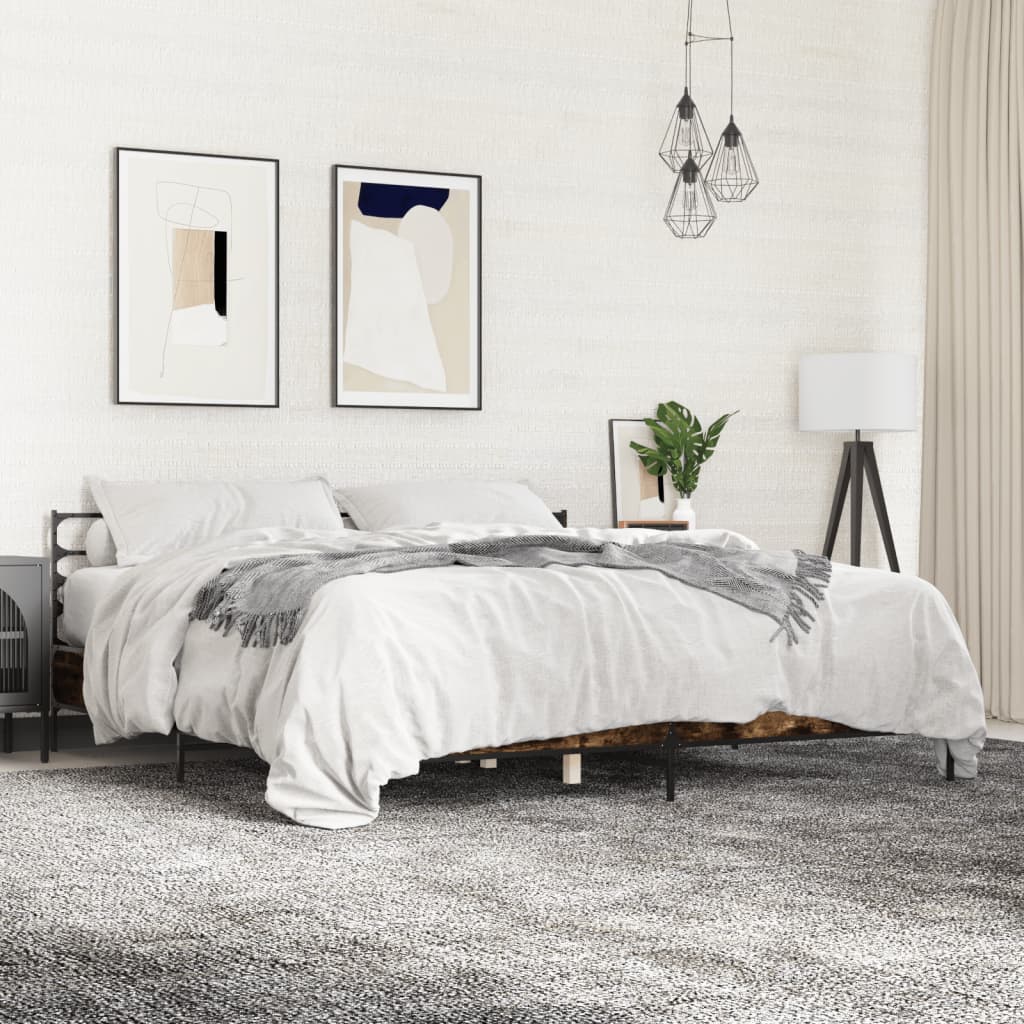 Bed Frame without Mattress Smoked Oak 180x200 cm Super King