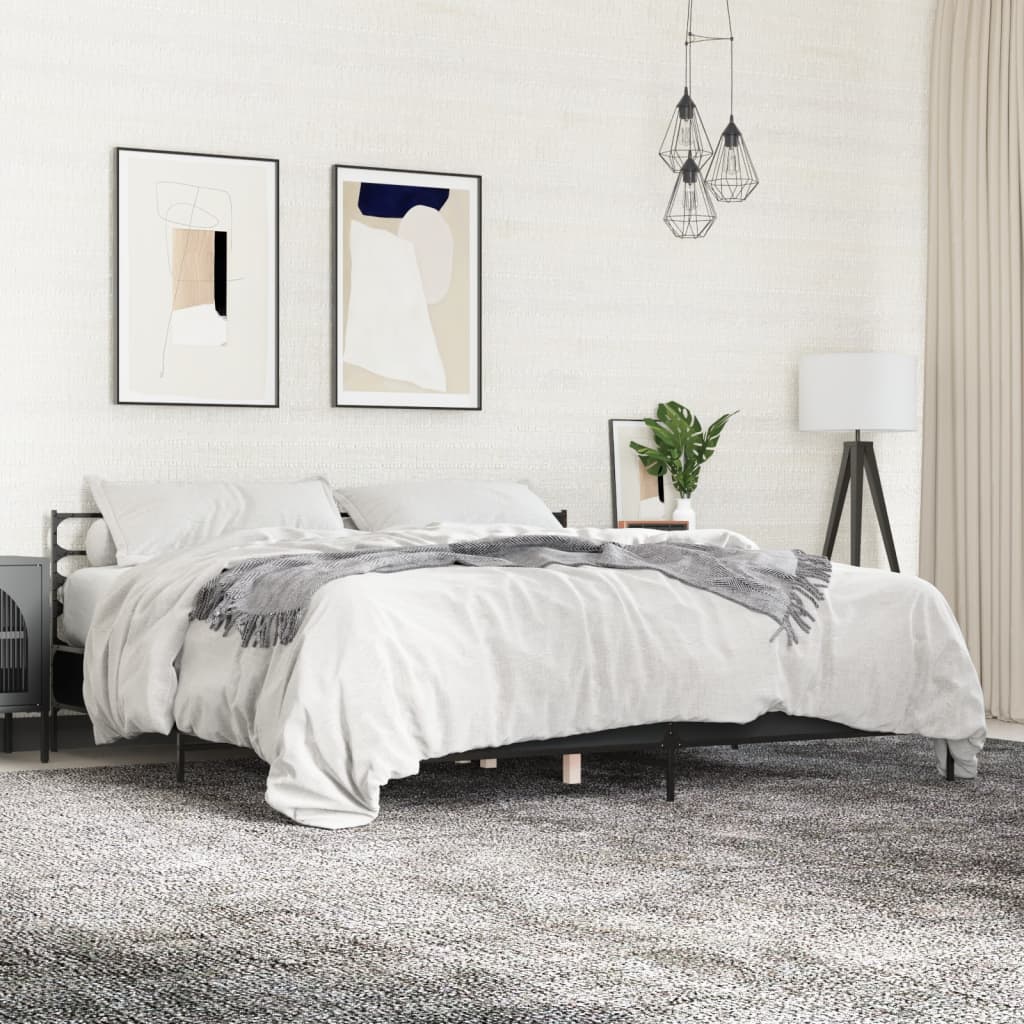 Bed Frame without Mattress Black 200x200 cm