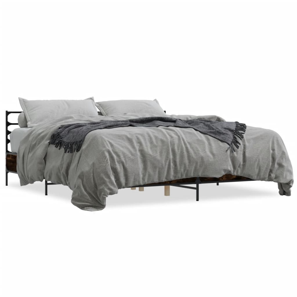 Bed Frame without Mattress Smoked Oak 200x200 cm