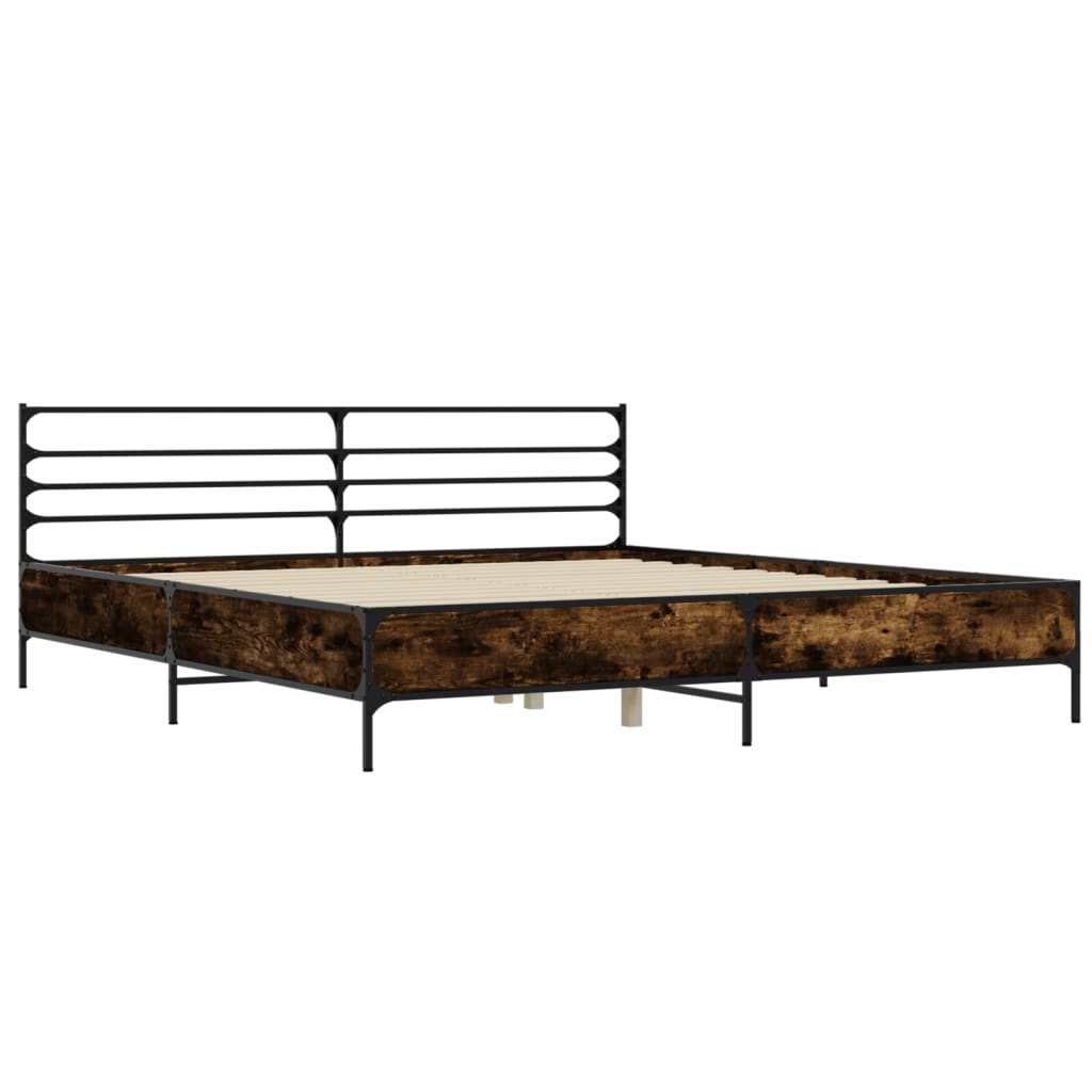 Bed Frame without Mattress Smoked Oak 200x200 cm