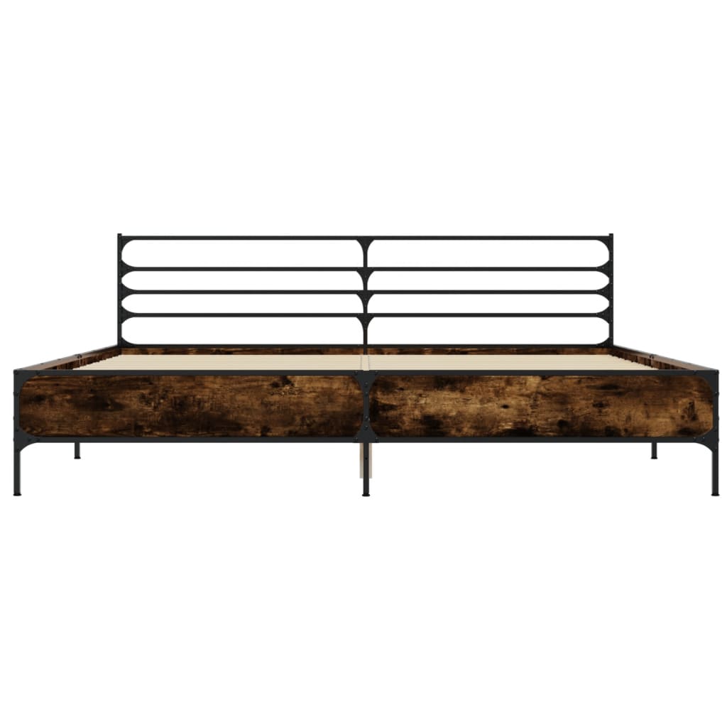 Bed Frame without Mattress Smoked Oak 200x200 cm