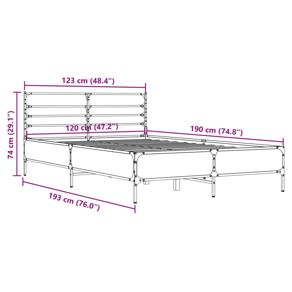 Bed Frame without Mattress Black 120x190 cm Small Double