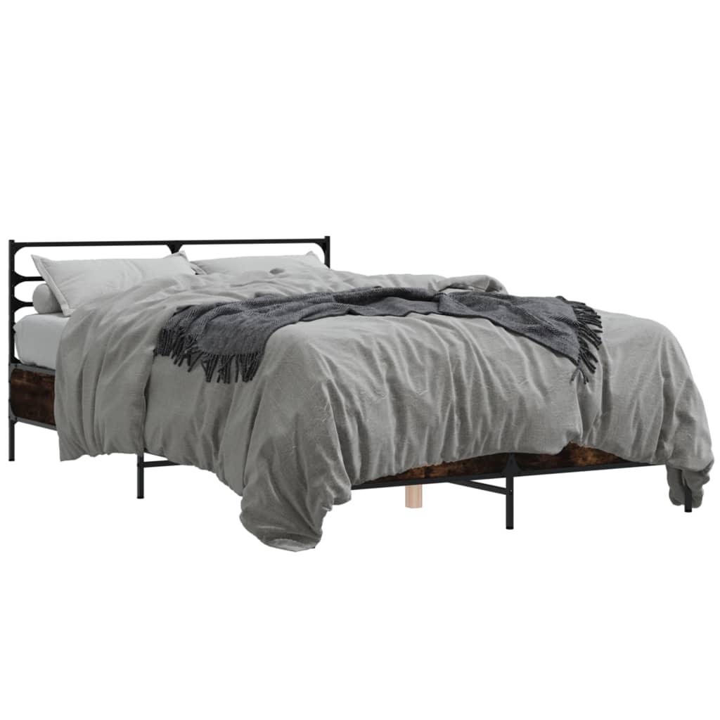 Bed Frame without Mattress Smoked Oak 120x190 cm Small Double
