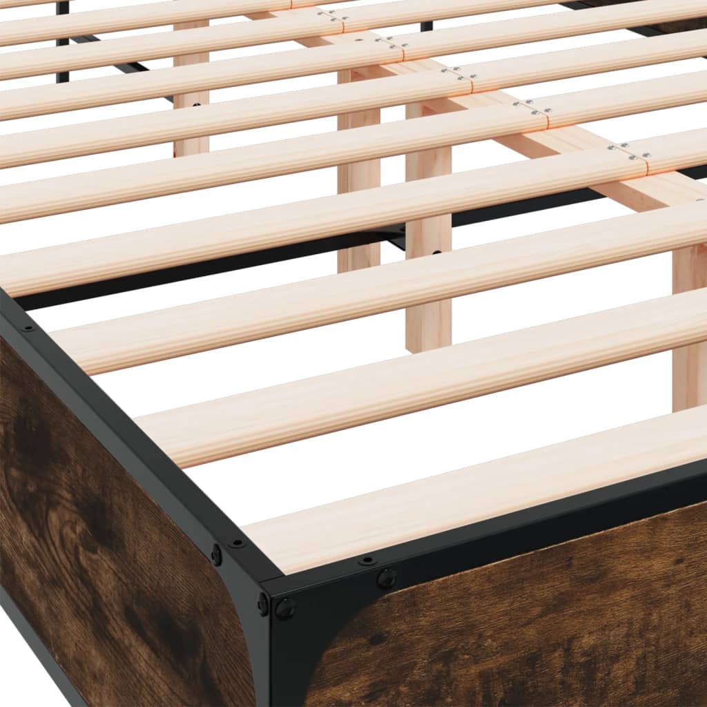Bed Frame without Mattress Smoked Oak 120x190 cm Small Double