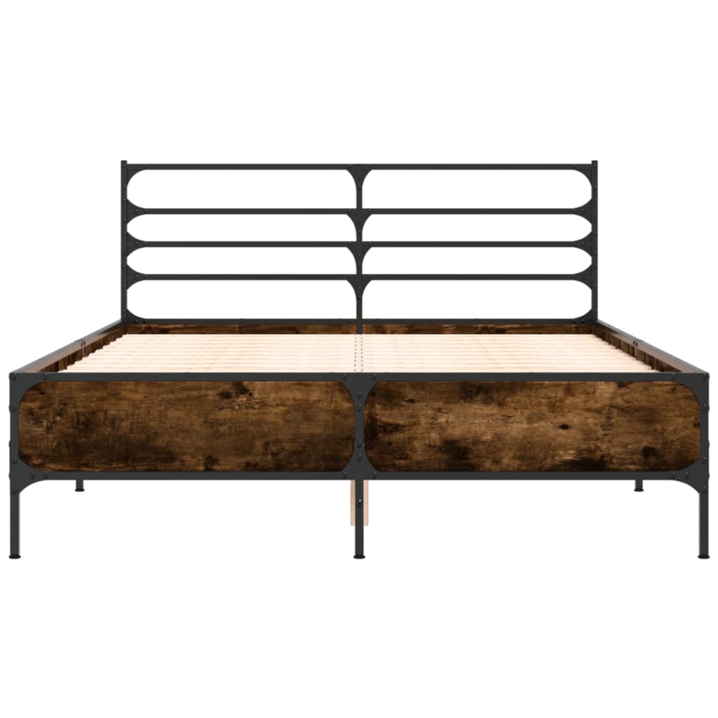 Bed Frame without Mattress Smoked Oak 135x190 cm Double