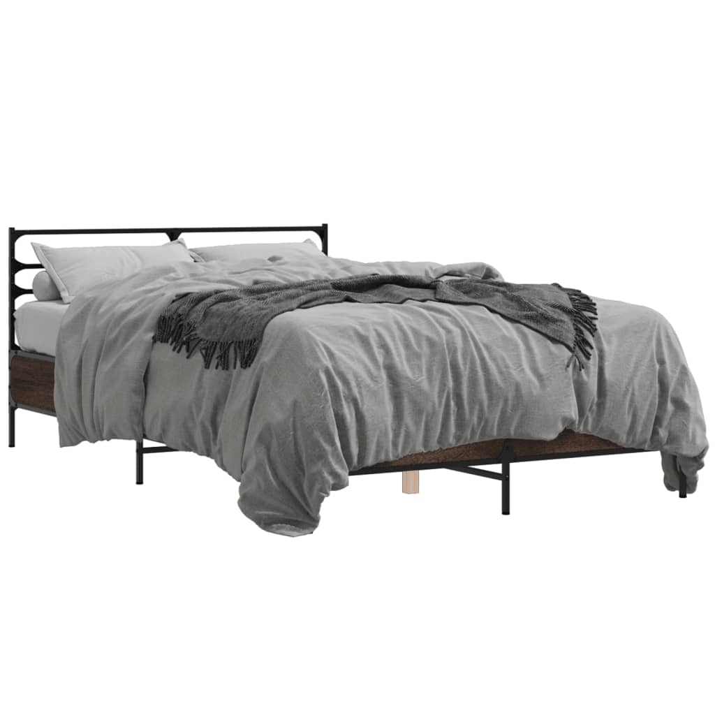 Bed Frame without Mattress Brown Oak 135x190 cm Double