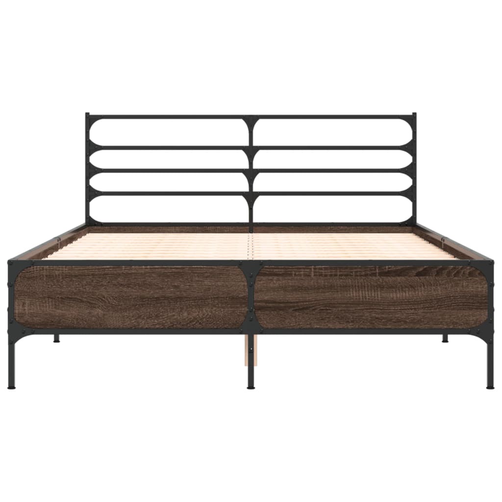 Bed Frame without Mattress Brown Oak 135x190 cm Double
