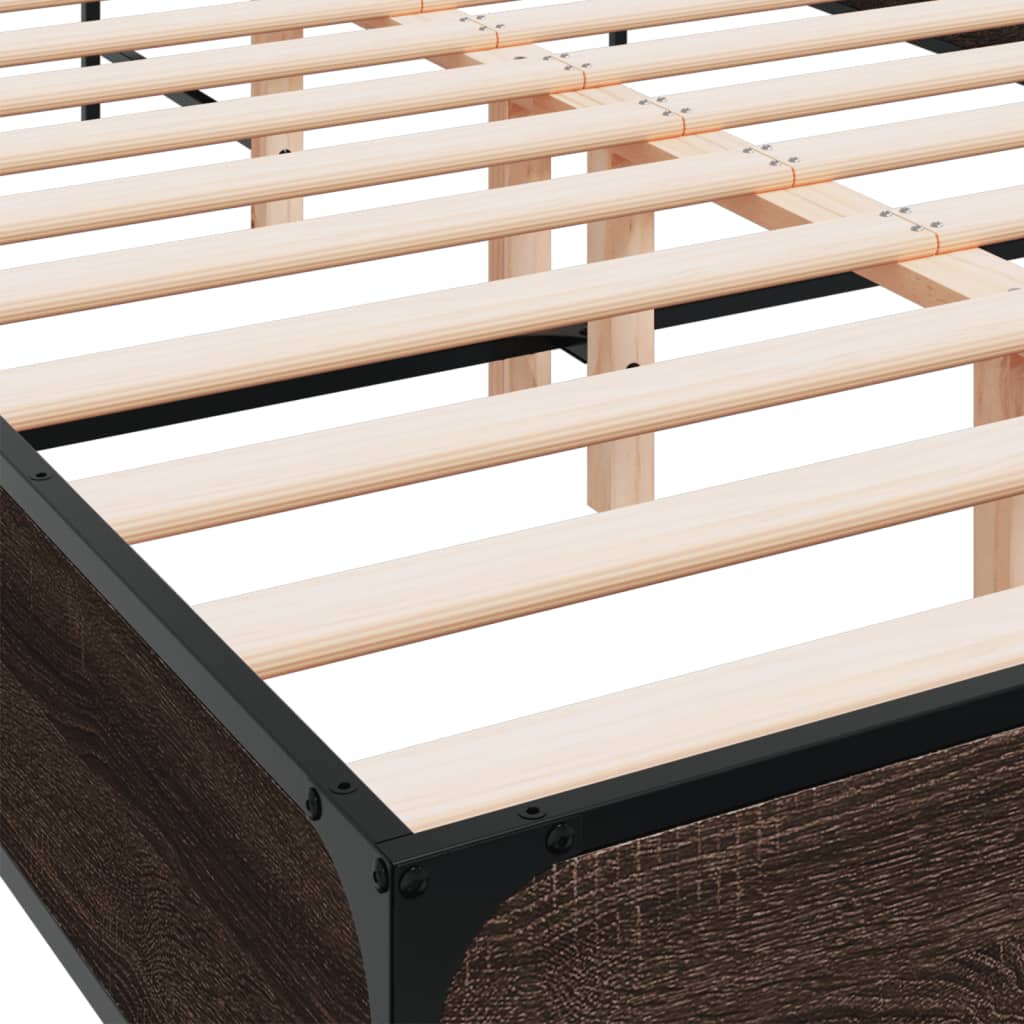 Bed Frame without Mattress Brown Oak 135x190 cm Double