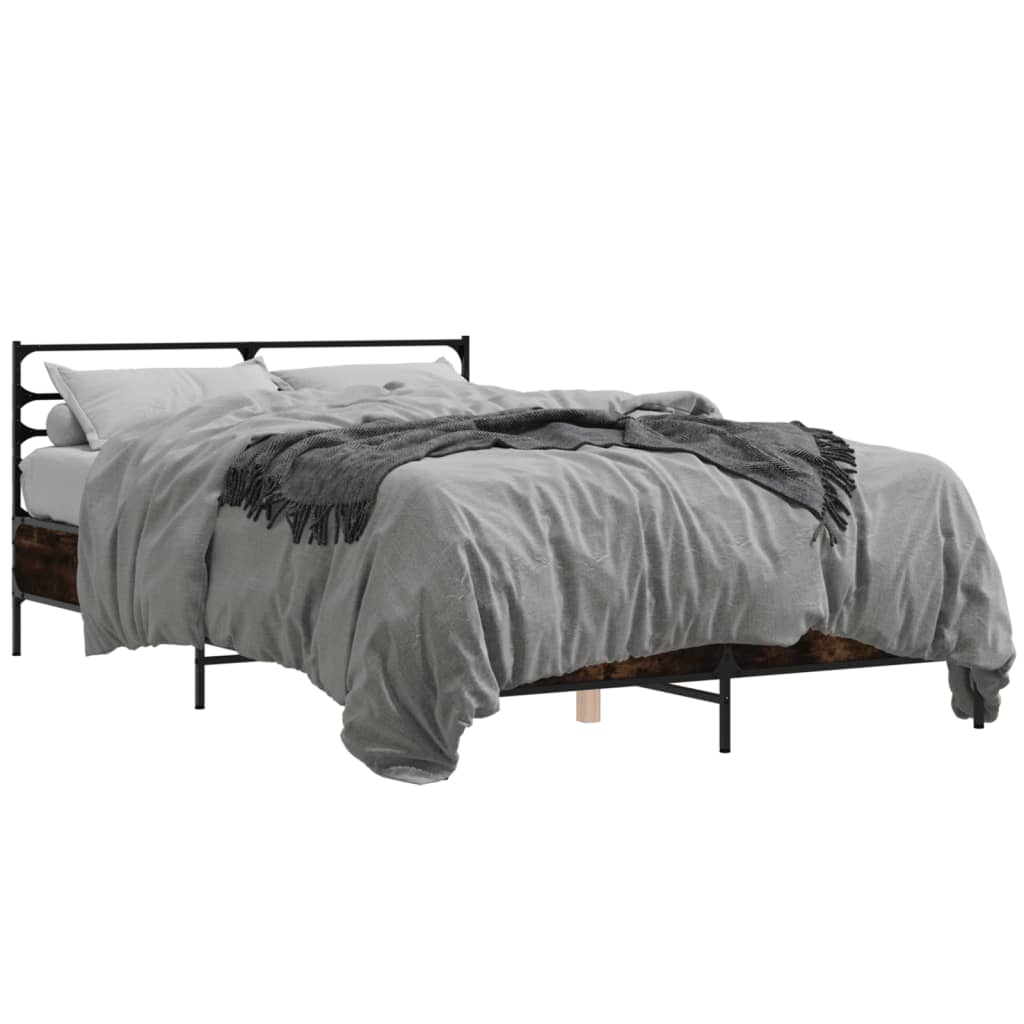 Bed Frame without Mattress Smoked Oak 140x190 cm
